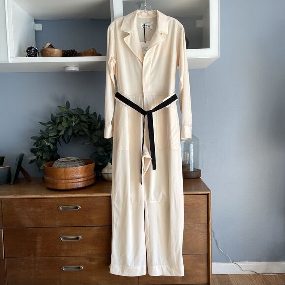 Zara Collection Cream Belted Jumpsuit Wool XS/S - Picture 1 of 10